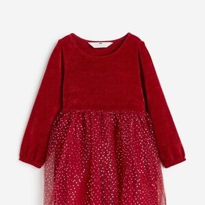 H&M Red Velvet Dress with Glitter Tulle
